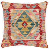 handmade Traditional Pillow Red Blue Hand-Woven SQUARE 100% WOOL Hand woven turkish pillow2' x 2'